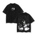 Retro Heavy Eren Yeager x Attack On Titan Anime Double Printed Men's Vintage Tees Washed Tee