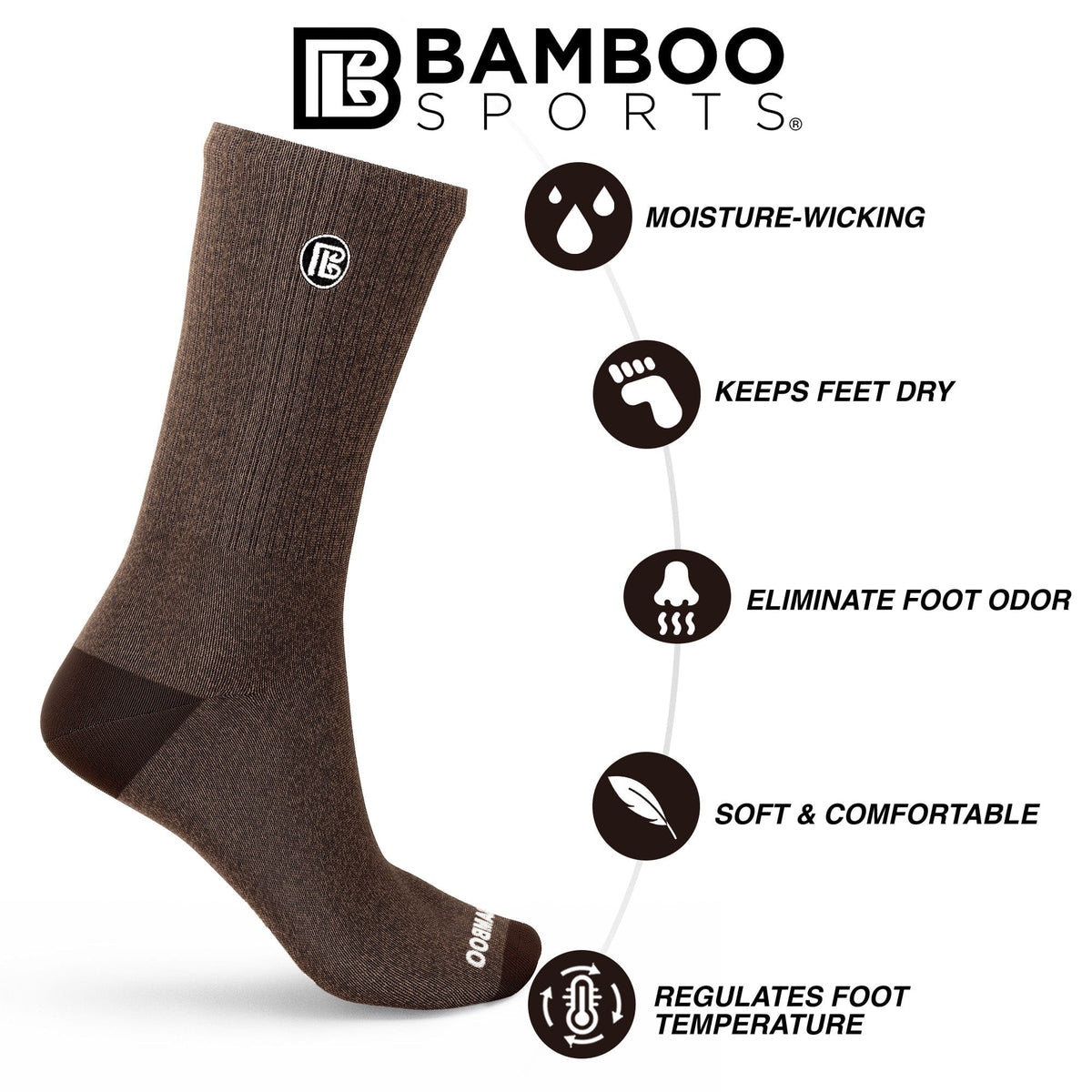Premium Bamboo Rayon Crew Socks - 1, 3 &  6 Pair Packs Available