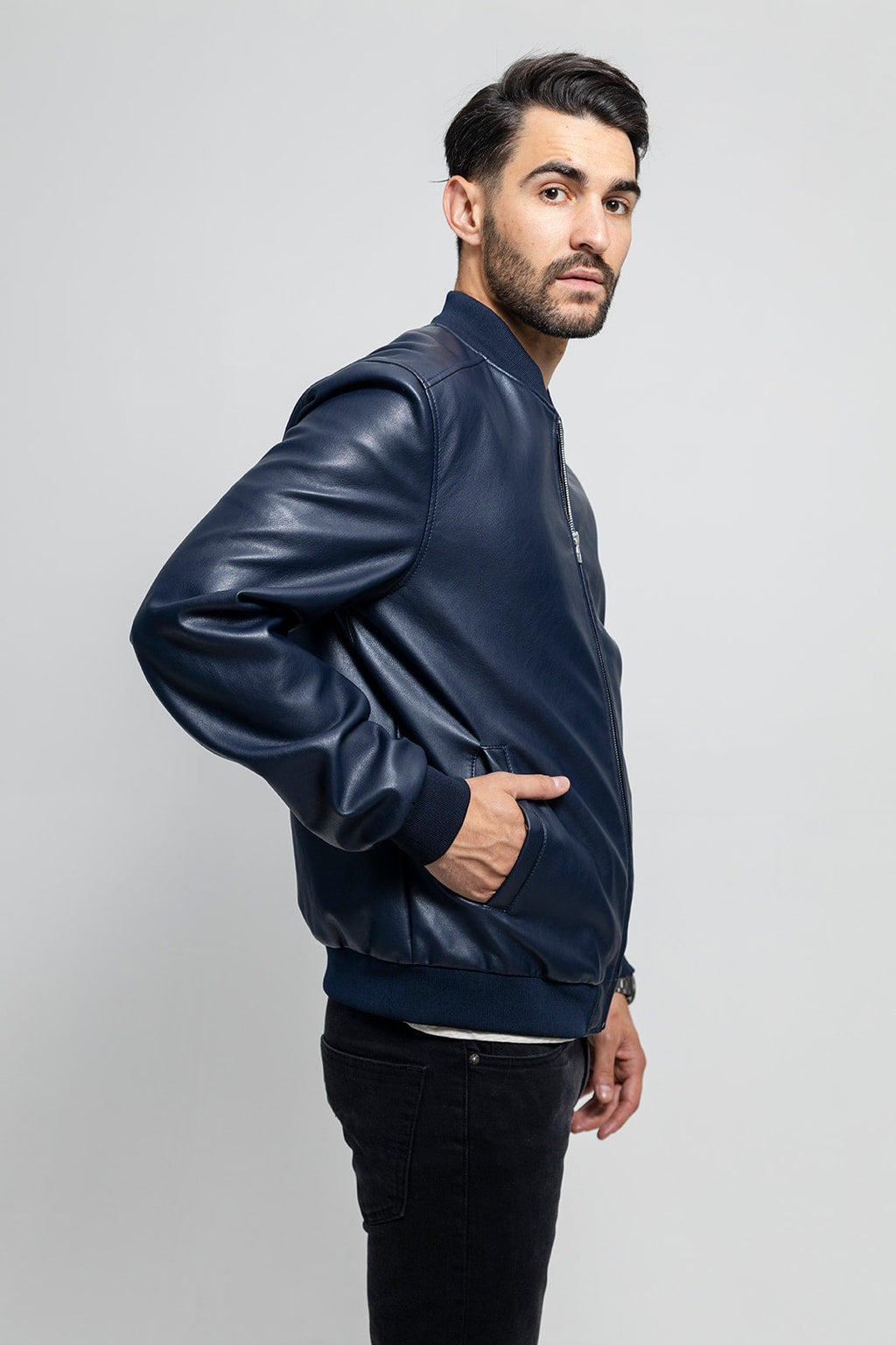 Justin Men's Faux Leather Bomber Jacket
